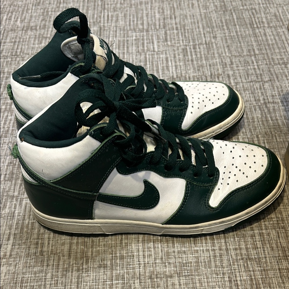 Green and White High-Top Sneakers